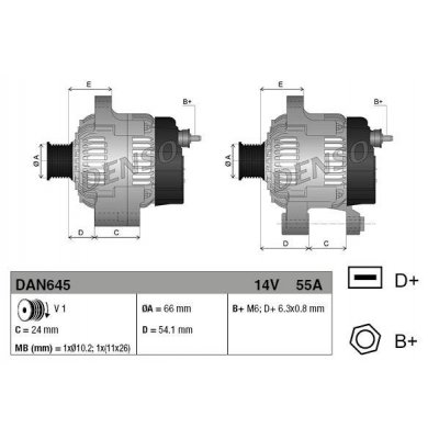 Denso DAN645 alternátor Y63341454