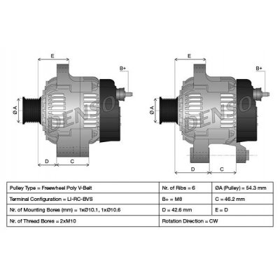 Denso DAN1119 alternátor 1042105780