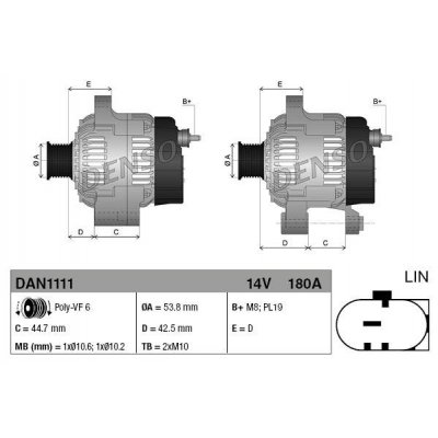 Denso DAN1111 alternátor 1042106360