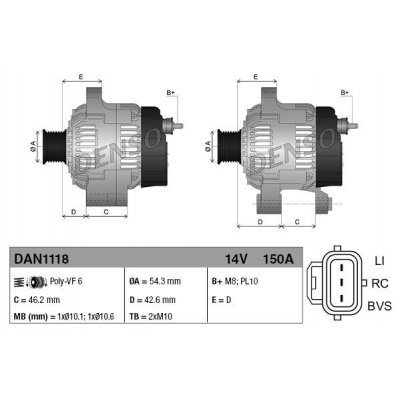 Denso DAN1118 alternátor 1042105711