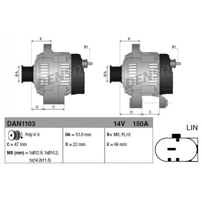 Denso DAN1103 alternátor 1042101470