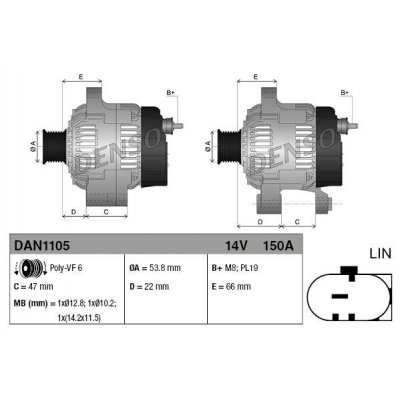 Denso DAN1105 alternátor 1042102450